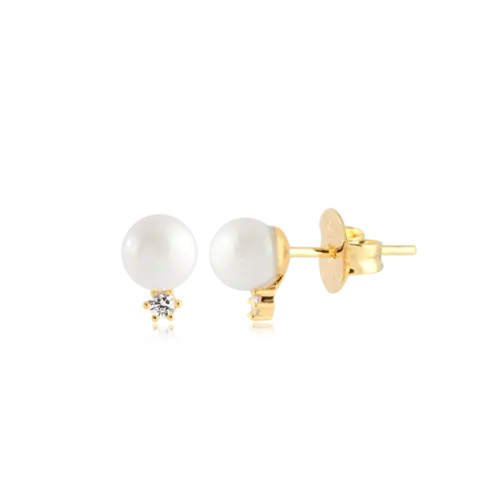 Brinco Pérola Ponto de Luz Folheado a Ouro 18k