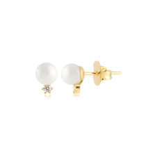 Brinco Pérola Ponto de Luz Folheado a Ouro 18k