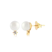 Brinco Pérola Ponto de Luz Folheado a Ouro 18k