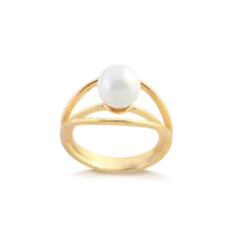 Anel Pérola Aro Triplo Folheado a Ouro 18k