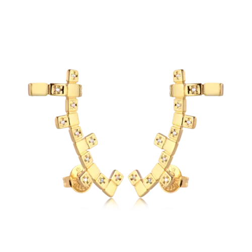 Brinco Ear Cuff Zircônia Folheado a Ouro 18k