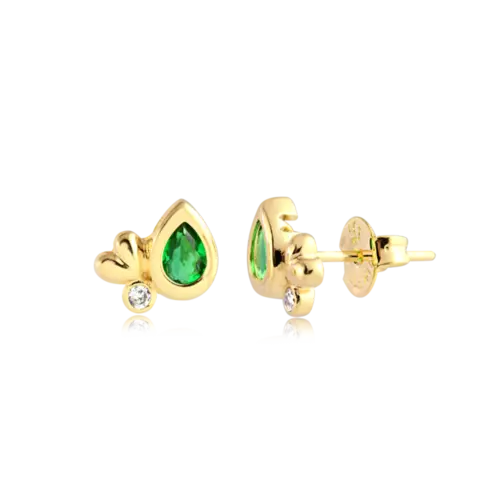 Brinco Gota Zircônia Folheado a Ouro 18k