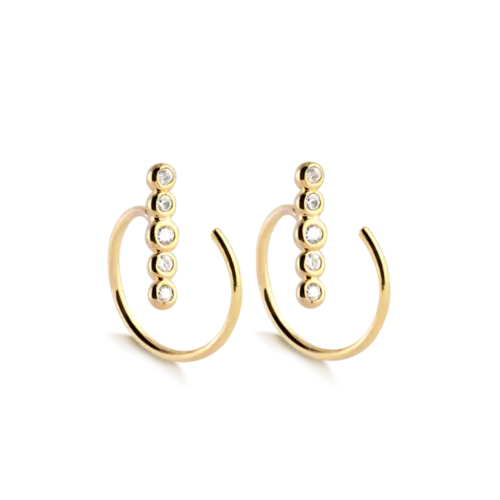 Brinco Piercing Espiral Fileira de Zircônia Folheado a Ouro 18k