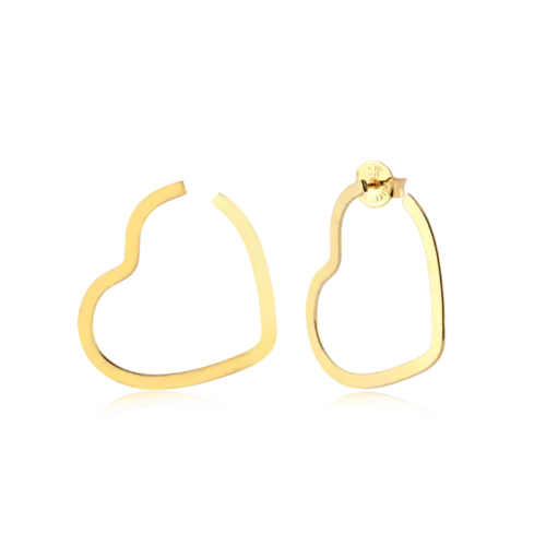 Brinco Coração Liso Folheado a Ouro 18k