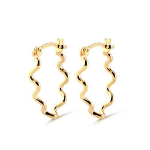 Brinco Ondulado Folheado a Ouro 18k