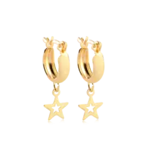 Argola Lisa Estrela Vazada Folheada a Ouro 18k