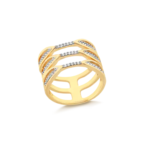 Anel Com Pedras de Zircônia Folheado a Ouro 18k