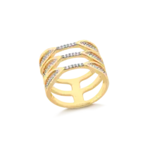 Anel Com Pedras de Zircônia Folheado a Ouro 18k