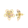Brinco Flor Com Pedras de Zircônia Folheado a Ouro 18k