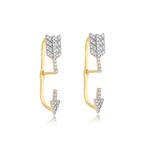 Brinco Flecha Com Pedras de Zircônia Folheado a Ouro 18k
