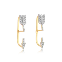 Brinco Flecha Com Pedras de Zircônia Folheado a Ouro 18k