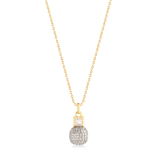 Pingente Cravejado Com Ponto de Luz Quadrado Folheado a Ouro 18k