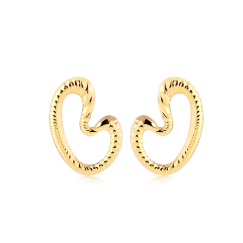Brinco Tipo Orgânico Folheado a Ouro 18k