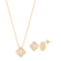 Conjunto Trevo Cravejado de Zircônia Folheado a Ouro 18k