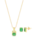 Conjunto Pedra Retangular 8x6mm Folheado a Ouro 18k
