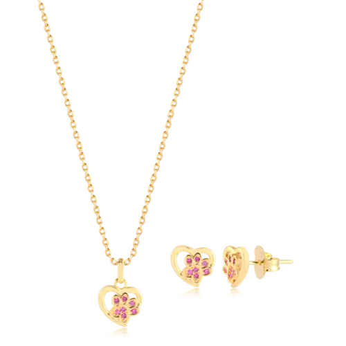 Conjunto Coração Patinha Folheado a Ouro 18k