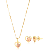 Conjunto Coração Patinha Folheado a Ouro 18k