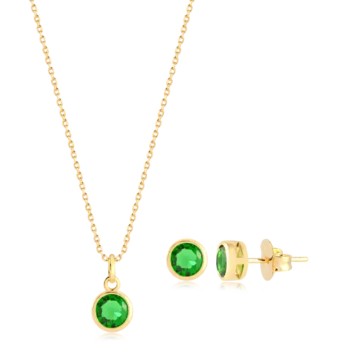 Conjunto Ponto de Luz Redondo 7x7mm Folheado a Ouro 18k