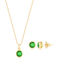 Conjunto Ponto de Luz Redondo 7x7mm Folheado a Ouro 18k