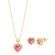 Conjunto Coração Zircônia Ponto de Luz Folheado a Ouro 18k