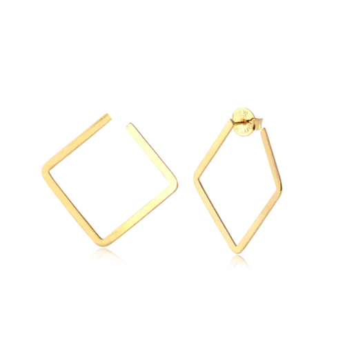 Brinco Quadrado Liso Folhedao a Ouro 18k
