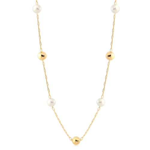 Gargantilha Elos Cartier Pérolas e Bolas Folheada a Ouro 18K