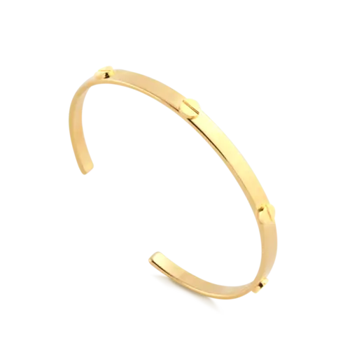 Bracelete Aberto Reto 4mm Parafuso Folheado a Ouro 18k
