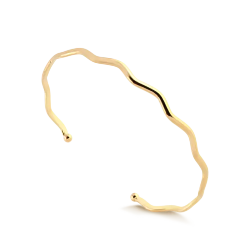 Bracelete Meia Cana Ondulado Folheado a Ouro 18k