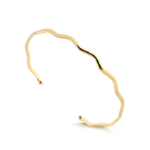 Bracelete Meia Cana Ondulado Folheado a Ouro 18k