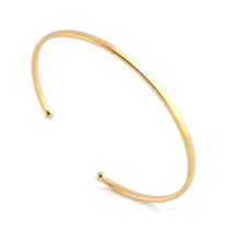 Bracelete Aberto Reto Terminal Bola Folheado a Ouro 18k