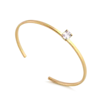 Bracelete Perfil Reto Pedra 5x7mm Folheado a Ouro 18k