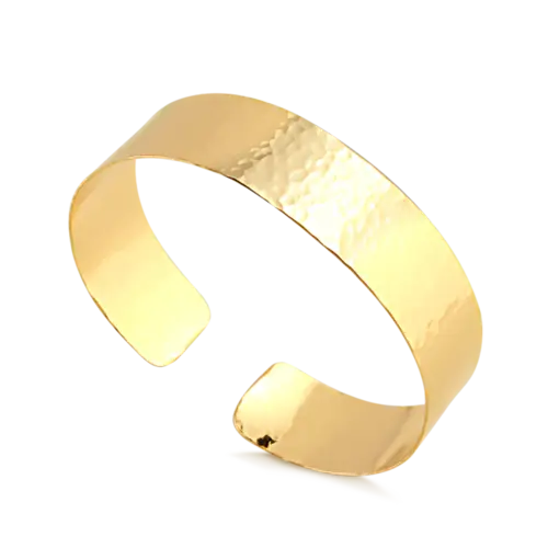 Bracelete Aberto Texturizado 15mm Folheado a Ouro 18k