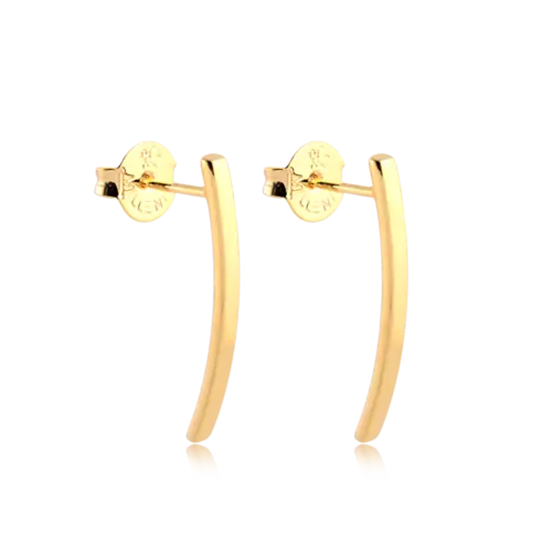 Brinco Palito Concavo 2x25mm Folheado a Ouro 18k