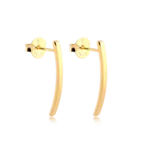 Brinco Palito Concavo 2x25mm Folheado a Ouro 18k