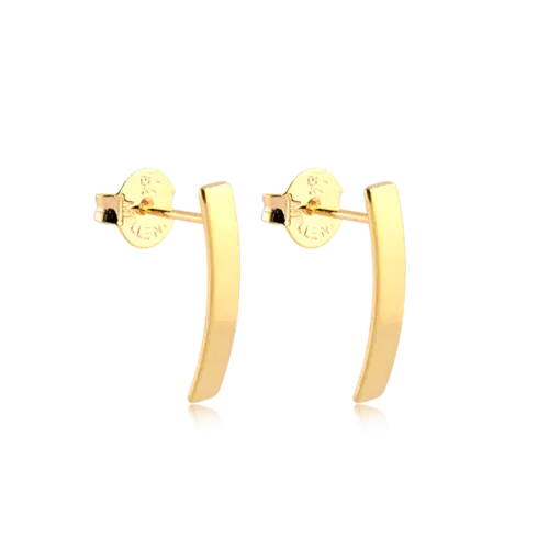 Brinco Palito Concavo 4x25mm Folheado a Ouro 18k