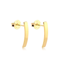 Brinco Palito Concavo 4x25mm Folheado a Ouro 18k