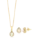 Conjunto Gota Pedra e Zircônia Folheado a Ouro 18k