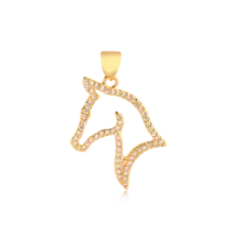 Pingente Cavalo Estrela Cravejado Folheado a Ouro 18k