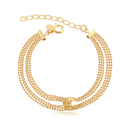 Pulseira Bolinha Entrelaçada Folheada a Ouro 18k