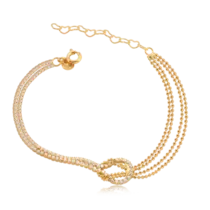 Pulseira Nó Delicado Zircônia Bolinha Folheada a Ouro 18k