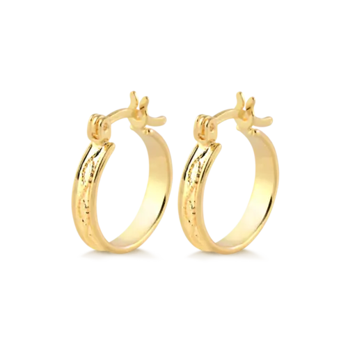 Argola Trabalhada 15mm Folheada a Ouro 18k