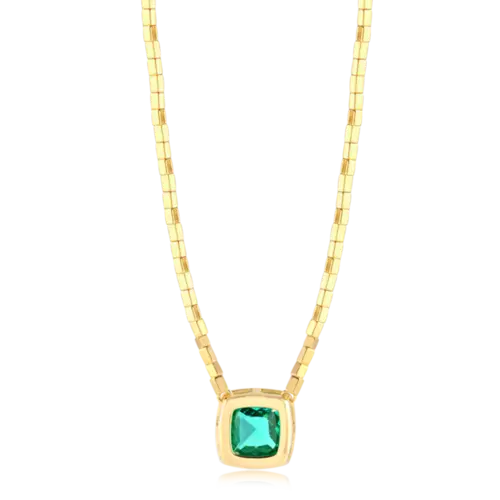 Gargantinha Tubinho Pedra Quadrada Folheada a Ouro 18k