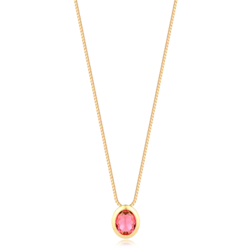 Gargantilha Pedra Oval Folheada a Ouro 18k