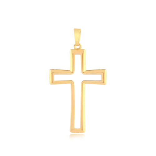 Pingente Cruz Lisa Vazada Folheado a Ouro 18k