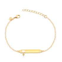 Pulseira Infantil Chapa Coração Folheada a Ouro 18k