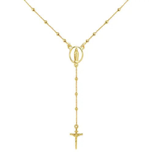 Gargantilha Terço Nsa Senhora de Fátima Folheada a Ouro 18k