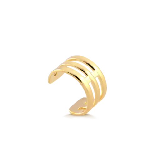 Brinco Piercing 3 Fios Folheado a Ouro 18k