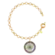 Pulseira Elo Português 5mm Olho Grego Folheado a Ouro 18k