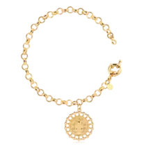 Pulseira Elo Português 4mm São Bento Zircônia Folheado a Ouro 18k