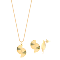 Conjunto Leque Duplo Folheado a Ouro 18k